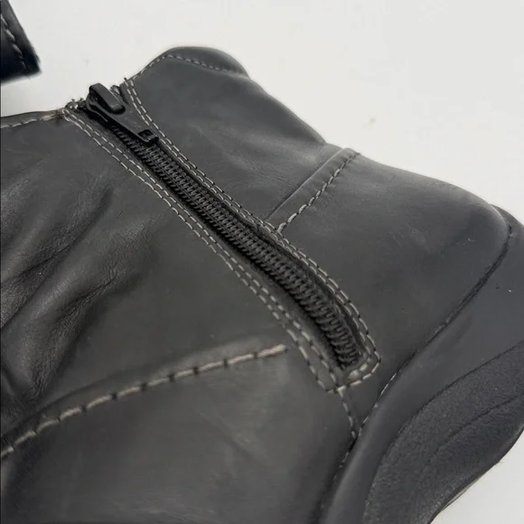 Clarks Black Ankle leather Boots women 8W Side Zipper casual office retro Y2K - Picture 8 of 11